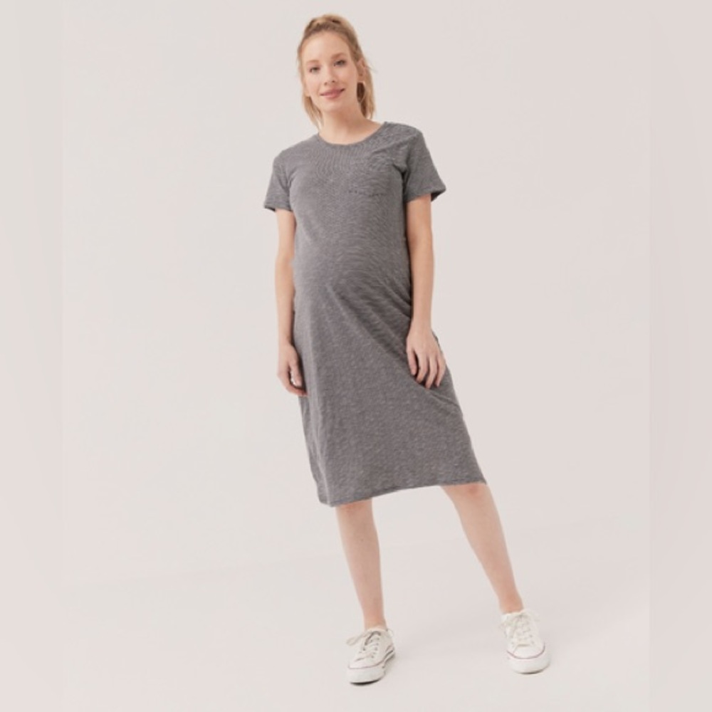 PACT - Maternity Stripe Midi Dress